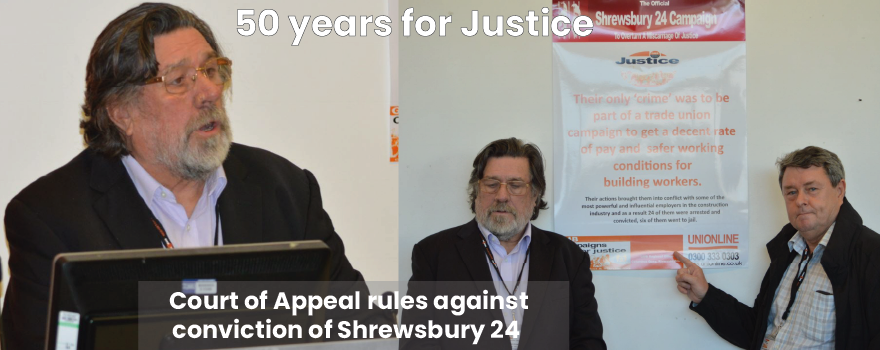 GMB union supports Shrewsbury 24 campaign for justice